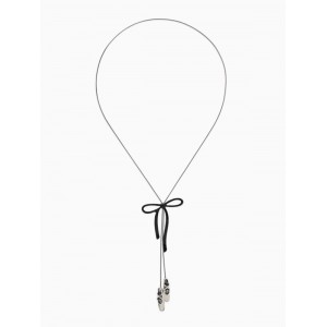 Колье-чокер на затяжке «Балерина. Пуанты с бантиком», L=60 см, цвет серебро, чёрный