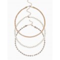 Колье-чокеры «Стиль», набор 3 шт. бусины №8, со стразами, тянется, 35 + удлинитель 5 см, белый, цвет золотистый