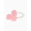 Кольцо бисерное «Цветок трилистник жемчужный», розовое, на резинке, безразмерное