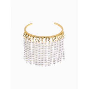 Браслет жемчужный «Кольцо», d=6.5 см, белый, цвет золотистый