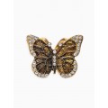 Кольцо для платка «Бабочка», белое, цвет золотистый