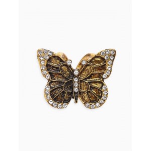 Кольцо для платка «Бабочка», белое, цвет золотистый