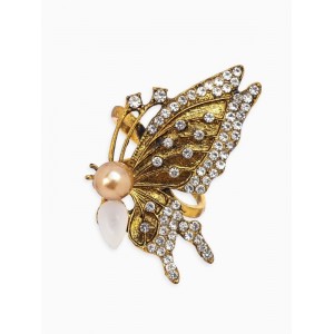 Кольцо для платка «Бабочка профиль», белое, цвет золотистый Кольцо для платка «Бабочка профиль», белое, цвет золотистый