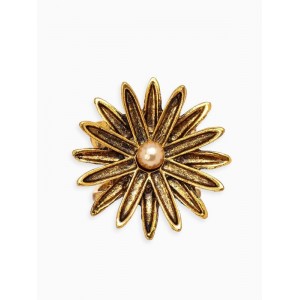 Кольцо для платка «Цветок Астра», белое, цвет золотистый