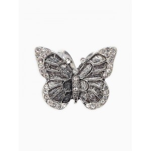 Кольцо для платка «Бабочка», белое, цвет серебристый