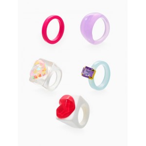 Набор колец 5 шт. «Стиль лёгкий. Сердечки», размер МИКС (17-19), цветные