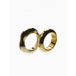 Кольцо пластик «Стиль», набор 2 шт. размер 17, цвет золото