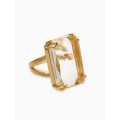 Кольцо с камнем «Империя. Прямоугольник с гранями», белое, цвет золотистый, безразмерное