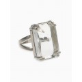 Кольцо с камнем «Империя. Прямоугольник с гранями», белое, цвет серебристый, безразмерное