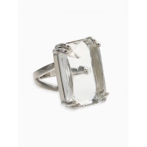 Кольцо с камнем «Империя. Прямоугольник с гранями», белое, цвет серебристый, безразмерное