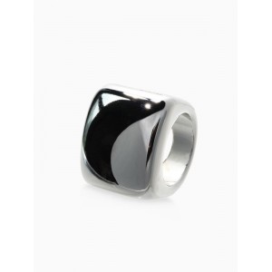 Кольцо крупное «Объемный квадрат», размер 17, пластик, цвет серебро