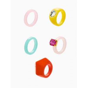 Набор колец 5 шт. «Стиль лёгкий. Кристалл и сердце», размер МИКС (17-19), цветные Набор колец 5 шт. «Стиль лёгкий. Кристалл и сердце», размер МИКС (17-19), цветные