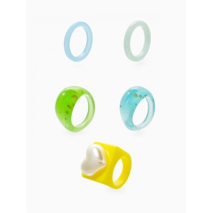 Набор колец 5 шт. «Стиль лёгкий. Сердце», размер МИКС (17-19), цветные