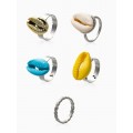 Набор колец «Новый стиль. Ракушки», 5 шт. размер МИКС, цветные, цвет серебристый