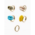 Набор колец «Новый стиль. Ракушки», 5 шт. размер МИКС, цветные, цвет золотистый