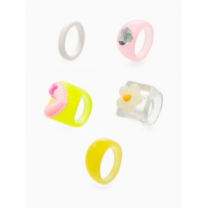 Набор колец 5 шт. «Стиль лёгкий. Цветы и сердечки», размер МИКС (17-19), цветные