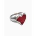 Кольцо «Корейский стиль. Сердце», размер 17, бордовое, цвет серебристый