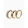 Набор колец «Новый стиль. Дорожка», 3 шт. размер МИКС, белый, цвет золотистый