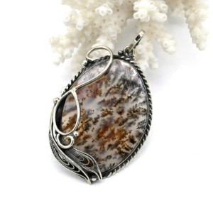 Кулон агат моховой 32*47мм.