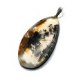 Кулон агат моховой на зеркальной подложке 27*51мм.