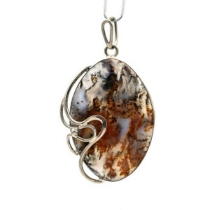 Кулон агат моховой 37*48мм.