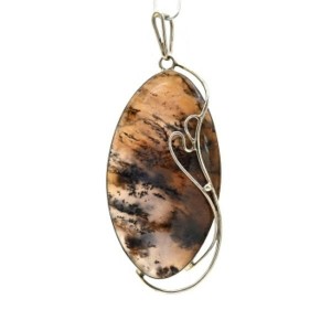 Кулон агат моховой 30*68мм.