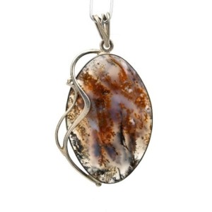 Кулон агат моховой 33*50мм.