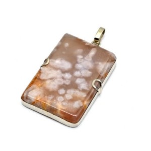 Кулон агат сакура 32*47мм.