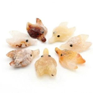 Кулон из агата сакура "Голова лисы" 38*24*10мм