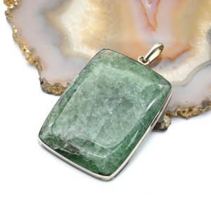 Кулон авантюрин зеленый "Прямоугольник" 34*45мм.