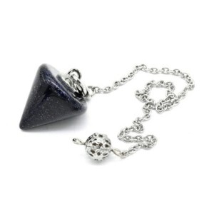 Кулон-маятник конический из авантюрина синего на цепочке 19*28мм (иск.)