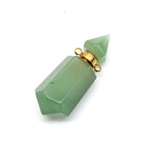 Парфюмерный флакон-кулон из авантюрина зеленого 14*14*42мм Парфюмерный флакон-кулон из авантюрина зеленого 14*14*42мм