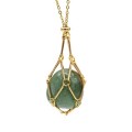 Кулон из авантюрина зеленого в сетке на цепочке, цвет золотистый, 44см