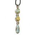 Кулон аквамарин с гелиодором 14*67мм.