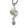 Кулон аквамарин с гелиодором 29*66мм.