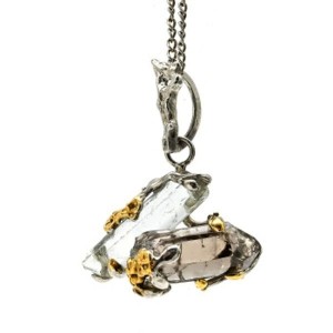 Кулон аквамарин с раухтопазом 28*22мм.