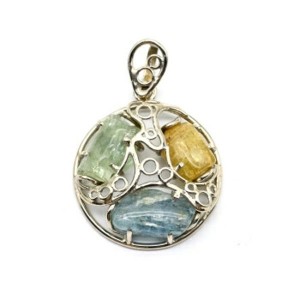 Кулон аквамарин с гелиодором 33мм.