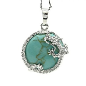 Кулон Дракон 24*24мм с бирюзой иранской искусственной