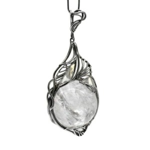 Кулон с горным хрусталем " Шар" 33*58мм.