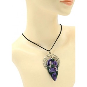 Кулон из аметиста, уваровита и пирита 47*75мм.