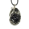 Кулон из меланита и пирита 32*52мм.