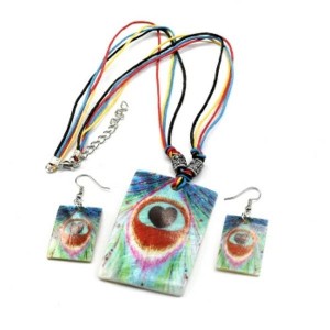 Комплект Кулон и серьги из перламутра, прямоугольник 40*60мм, 43см