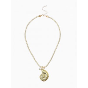 Кулон на жгуте текстильном "перламутр", цвет бело-золотой