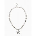 Кулон на жемчужных бусах «Морская звезда», 55 см, белый, цвет серебристый