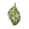 Кулон из змеевика "Лист" 34*55мм.