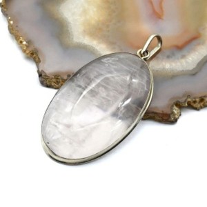 Кулон розовый кварц "Овал" 28*45мм