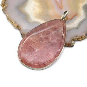 Кулон клубничный кварц "Капля" 37*57мм.