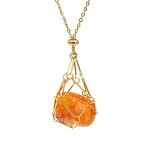 Кулон из кварца желтого в сетке на цепочке, цвет золотистый, 44см