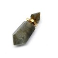 Парфюмерный флакон-кулон из лабрадорита 14*14*42мм