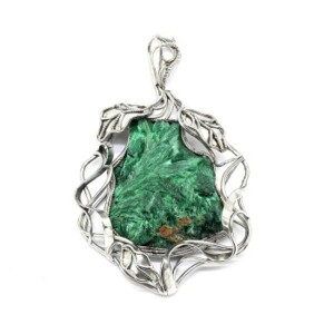 Кулон плисовый малахит 43*55мм.